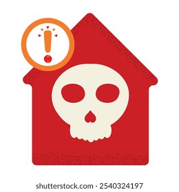 home with skull icon isolated on white background