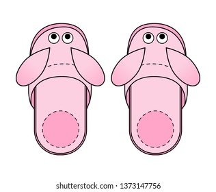 Home slippers, comfort flip-flpos. Footwear isolated vector icon. Shoe logotype.