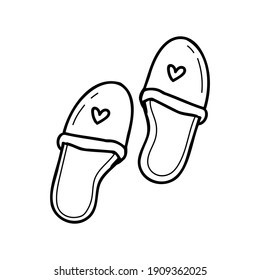 
home slippers doodle on the white background