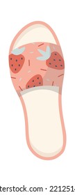 Home slippers flat icon Comfortable shoes with strawberry design