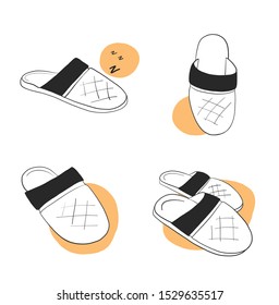 Home slippers handdrawn silhouette vector illustration