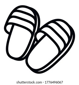 Home slippers icon. Outline home slippers vector icon for web design isolated on white background