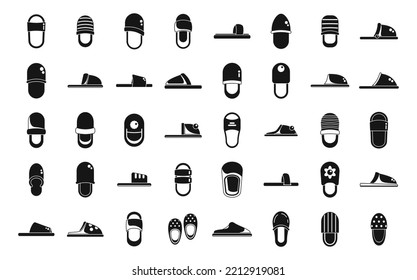 Home slippers icons set simple vector. Boot accessory. Clothing comfort