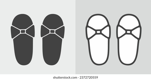 Home slippers line icon on a background. Linear symbol. Outline sign. Editable stroke. Vector illustration.