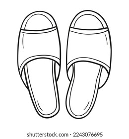 Hausgemachte Hausschuhe, Vektorsymbol. Paar Schuhe auf weißem Hintergrund, handgezeichnet in Skizze.