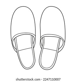 Home slippers vector icon. Pair of shoes on white background handdrawn