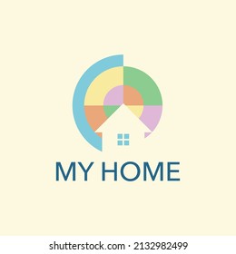 Home And Small Tree Silhouette Vector Logo Design Logo For Housing, Home Improvement, Building And House Paint.