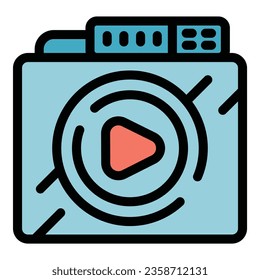 Home smart box icon outline vector. Computer tv. Video monitor color flat