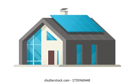 Home smart isolierte Vektor oder Haus Solarzelle Ökomoderne Zukunft oder moderne Luxusvilla Wohngebäude mit ökologischer Energietechnik flache Cartoon-Illustration, grüne Business Immobilie