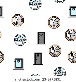 home smart technology control vector seamless pattern thin line illustration