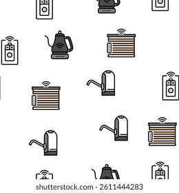 home smart technology control vector seamless pattern thin line illustration