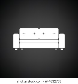 Home sofa icon. Black background with white. Vector illustration.