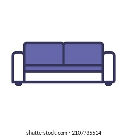 Home Sofa Icon. Editable Bold Outline With Color Fill Design. Vector Illustration.