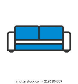 Home Sofa Symbol. Bearbeitbare, fette Rahmenlinie mit Farbfülldesign. Vektorgrafik.