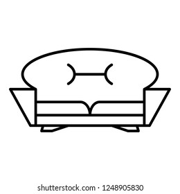 Home sofa icon. Outline home sofa vector icon for web design isolated on white background
