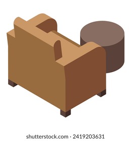Home soft sofa icon isometric vector. Screen modern. Home theater