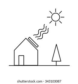 Home solar panel energy ecology and environment vector icon and infographic black on white background