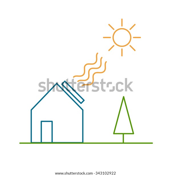 Home solar panel\
energy ecology and environment vector icon and infographic colorful\
on white background