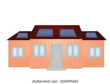 Casa con paneles solares. vector