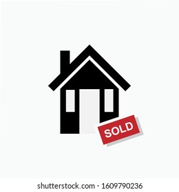 Home Sold Icon. Selling Property Illustration As a Simple Vector Sign & Trendy Symbol.