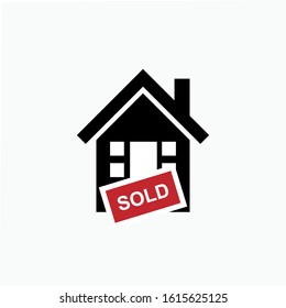 Home Sold Icon. Selling Property Illustration As A Simple Vector Sign & Trendy Symbol.