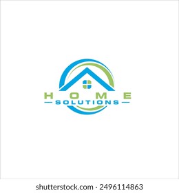 Home Solutions logo with a house icon and a circle in green and blue