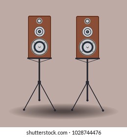 Home sound system stereo flat vector music loudspeakers player subwoofer equipment technology.