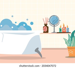 home spa bathtub scene icons