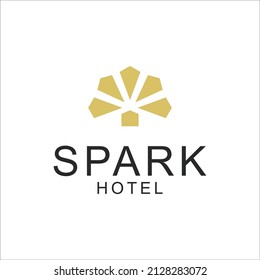 concepto de diseño del logotipo de home Spark. Ilustración de marca de logarca nocturna.