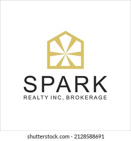 home Spark logo design concept. Night logomark illustration..