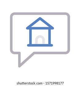 home speech bubble vector color line icon