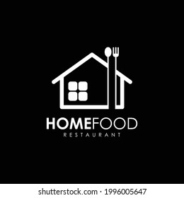 Hogar con tenedor de cuchara Bar Cafe Restaurante Diseño del logotipo de la cocina