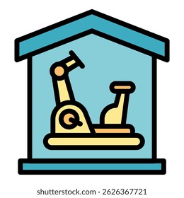 Home sport bicycle icon. Outline home sport bicycle vector icon color flat isolated