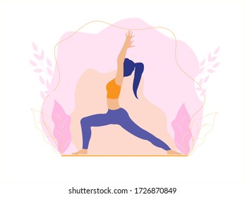 Home sports. Yoga. Vector illustration in a flat style