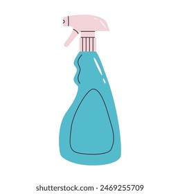 Home spray cleaner. Glass cleaner. Washing house supplies. Liquid product in bottle. Flat vector illustration isolated on white background.