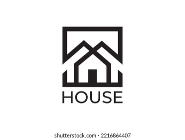 diseño gráfico de diseño gráfico del logotipo del cuadrado del hogar ilustración vectorial en estilo de arte de línea. bueno para marcas, publicidad, bienes raíces, construcción, etc.