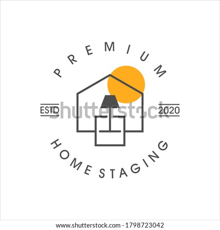 Home Stages Logo Living Room Business, Furniture Decoration Design, Property Care Furnishing Vector Template 