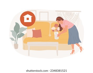 Home staging isolated concept vector illustration. Hiring home stager, staging company, preparing private residence for sale, improving a propertys appeal, real estate business vector concept.