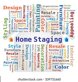 Home Staging Word Cloud With House Icon In The Background
