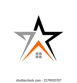 Diseño del logotipo de estrella del hogar. Imagen del vector