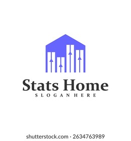 Startseite Statistiken Logo Design Konzept Vektor. Design-Vorlage für Stats House Logo. Kreatives Symbol. Symbol