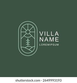 Fique em casa. Design de logotipo de arte de linha. Moradias privadas