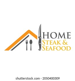 home steak and seafood  logo icon vector template.
