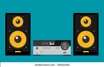 Home stereo flat vector music systems