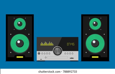 Home stereo flat vector music systems