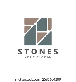 Home Stone Logo  zenstone  balance stone logo with Geometric Arch Design