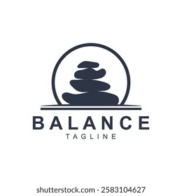 Home Stone Logo  zenstone  balance stone logo with Geometric Arch Design