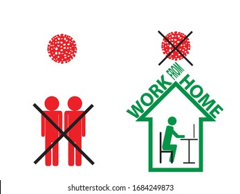 Home . Stop corona virus spread . Vector illustration.
