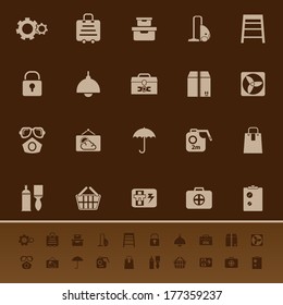Home storage color icons on brown background, stock vector
