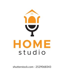 Home Studio Diseño de logo de Vector. Diseño de icono de podcast. Diseño de logotipo de Vector de estudio en casa. 